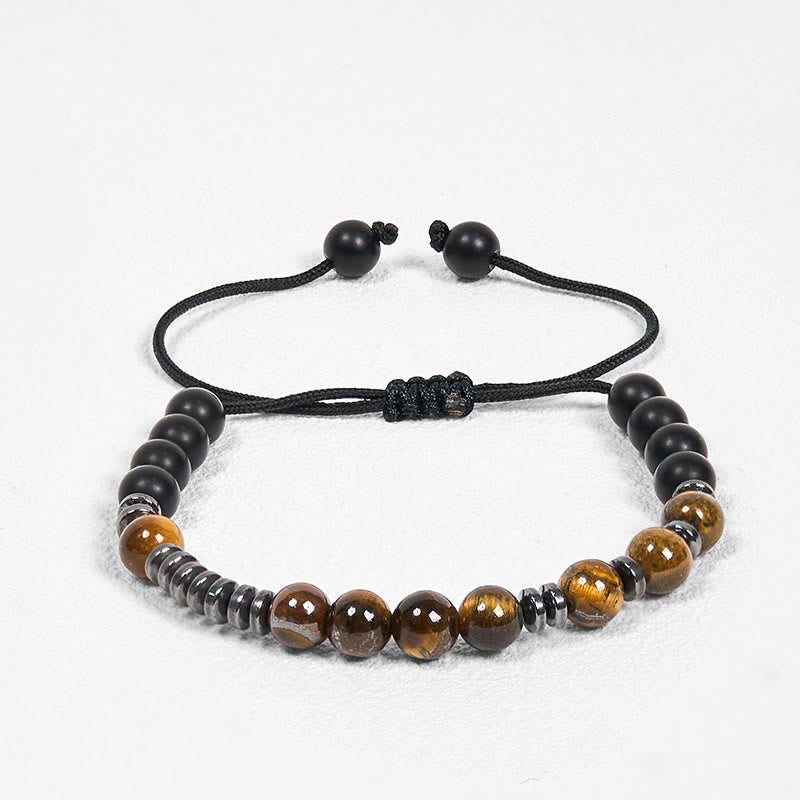 3Pcs Tiger Eye and Lava Rock Bracelet Set for Protection