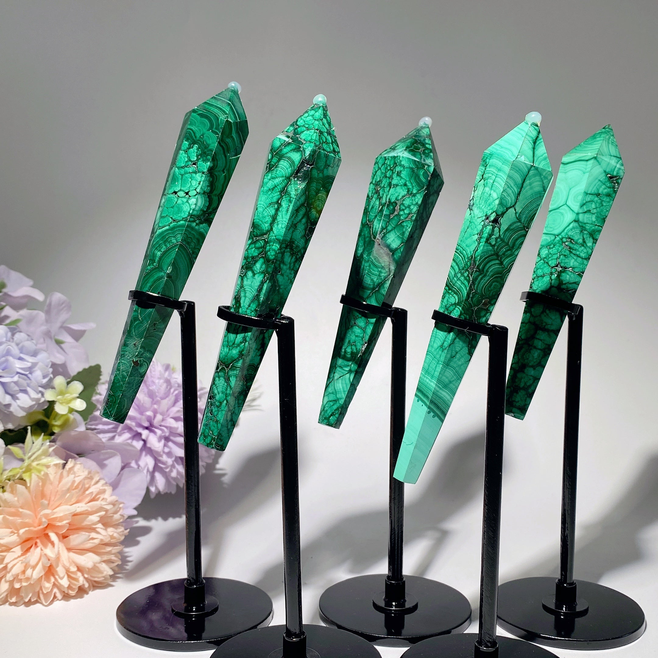 4.0-5.2 Inch Malachite Healing Wand for Energy & Chakra