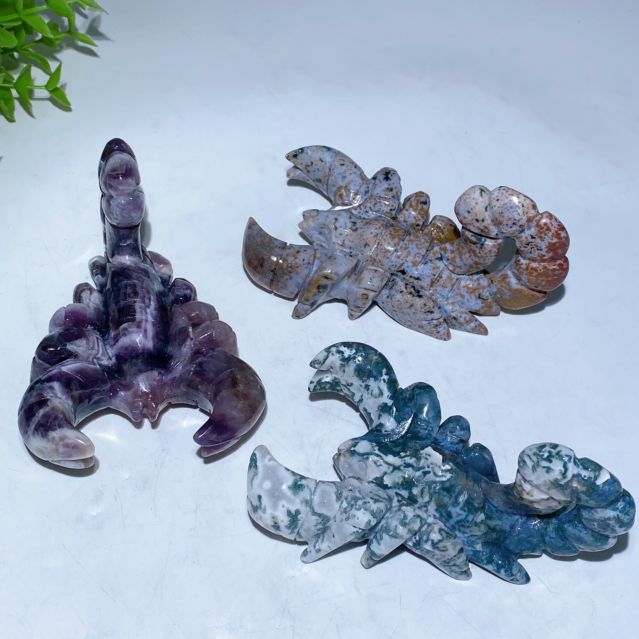 4.0" Hand Carved Ocean Jasper Crystal Scorpion Figure