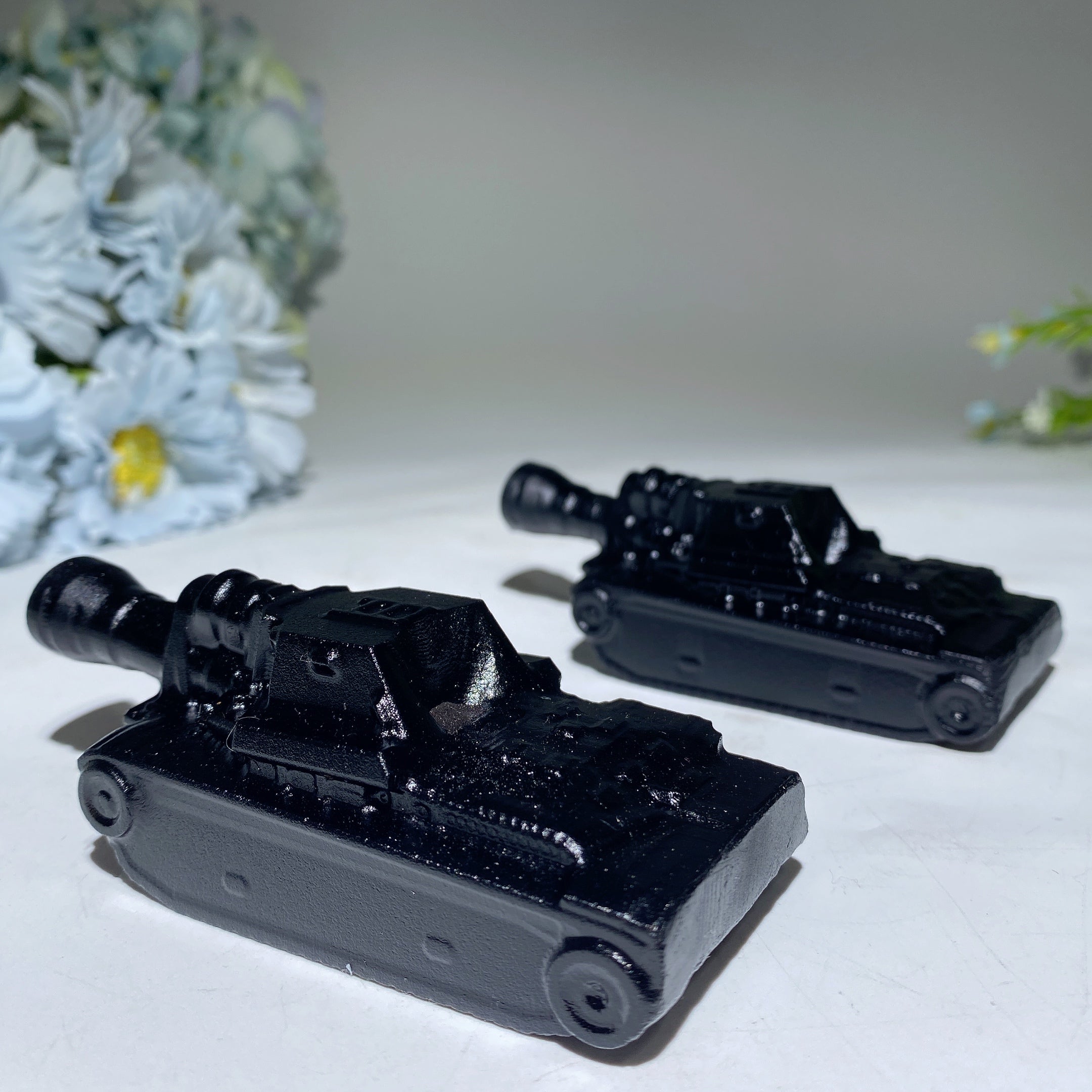 4.0 Inch Black Obsidian Tank Crystal Figurine for Healing