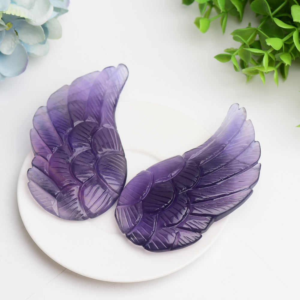 4.0 inch Mixed Crystal Wings Carving with Metal Stand