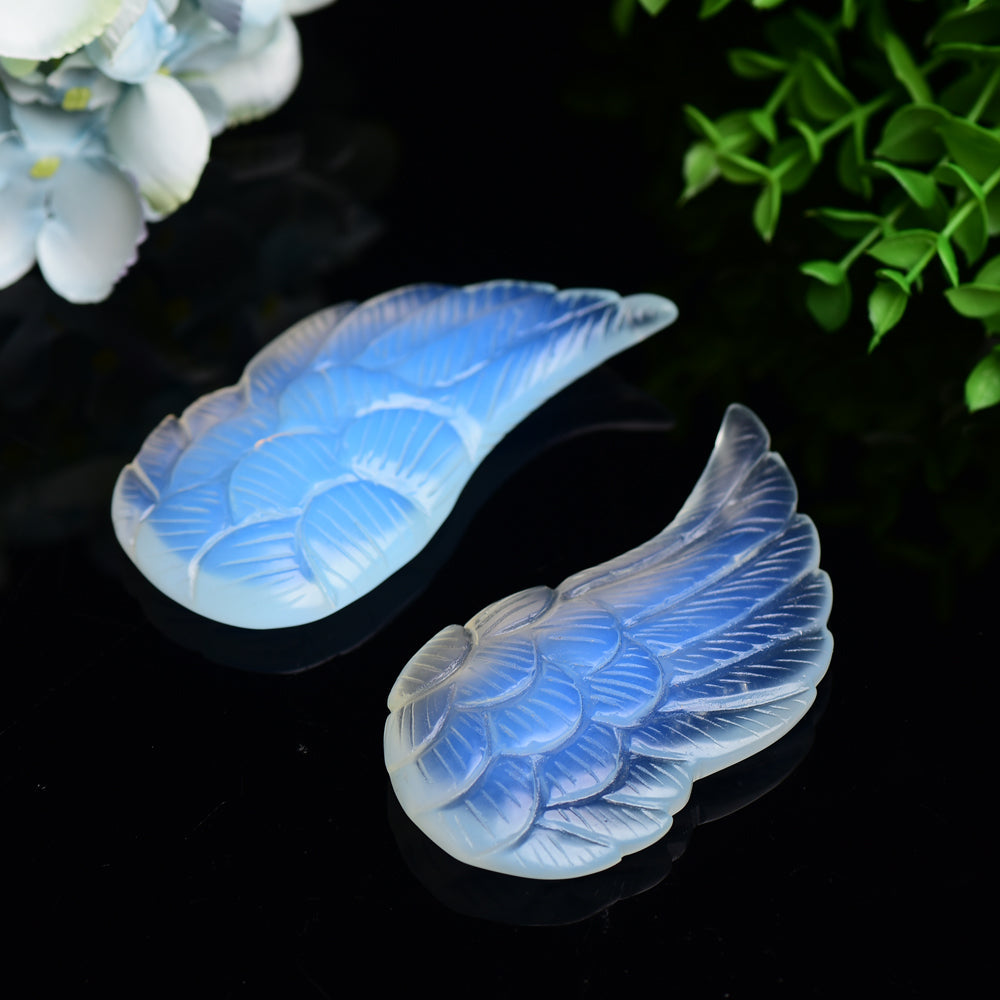 4.0 inch Mixed Crystal Wings Carving with Metal Stand