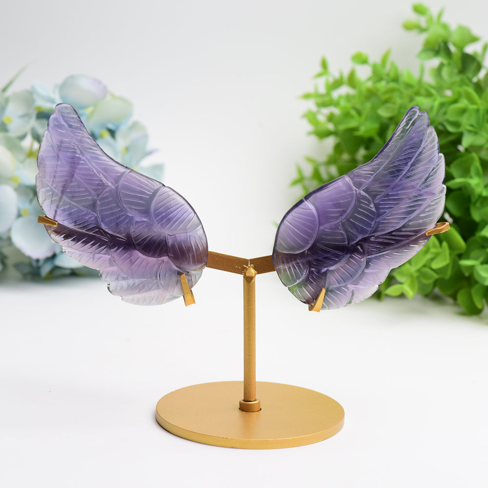 4.0 inch Mixed Crystal Wings Carving with Metal Stand