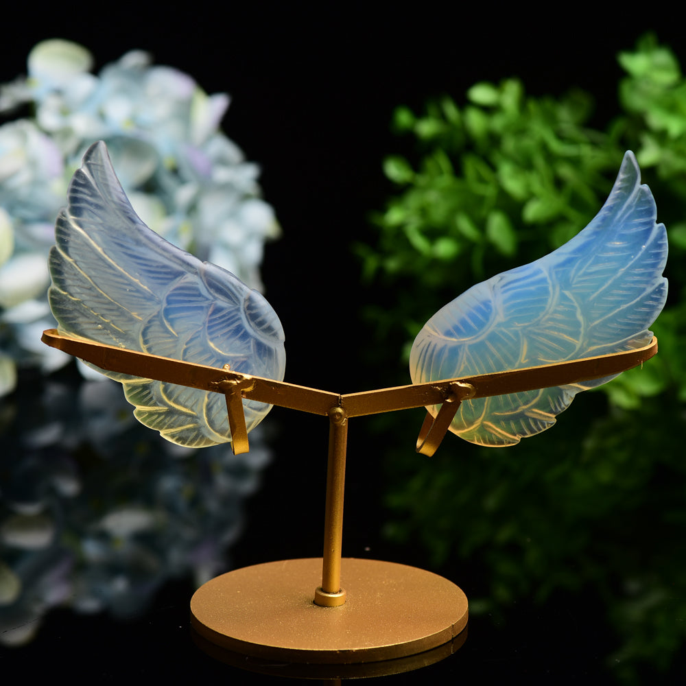 4.0 inch Mixed Crystal Wings Carving with Metal Stand