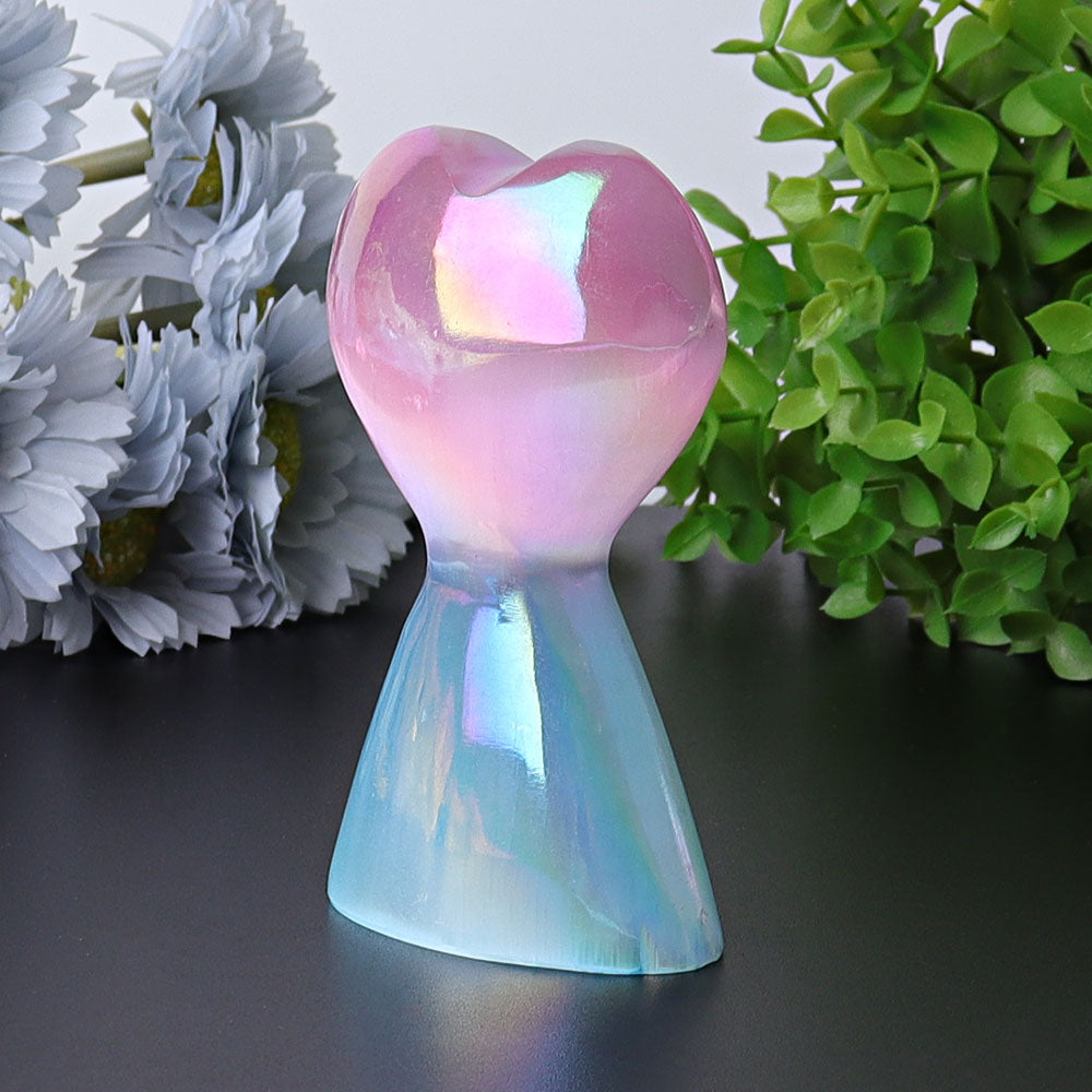 4.2 inch Selenite Heart Crystal Tower for Healing