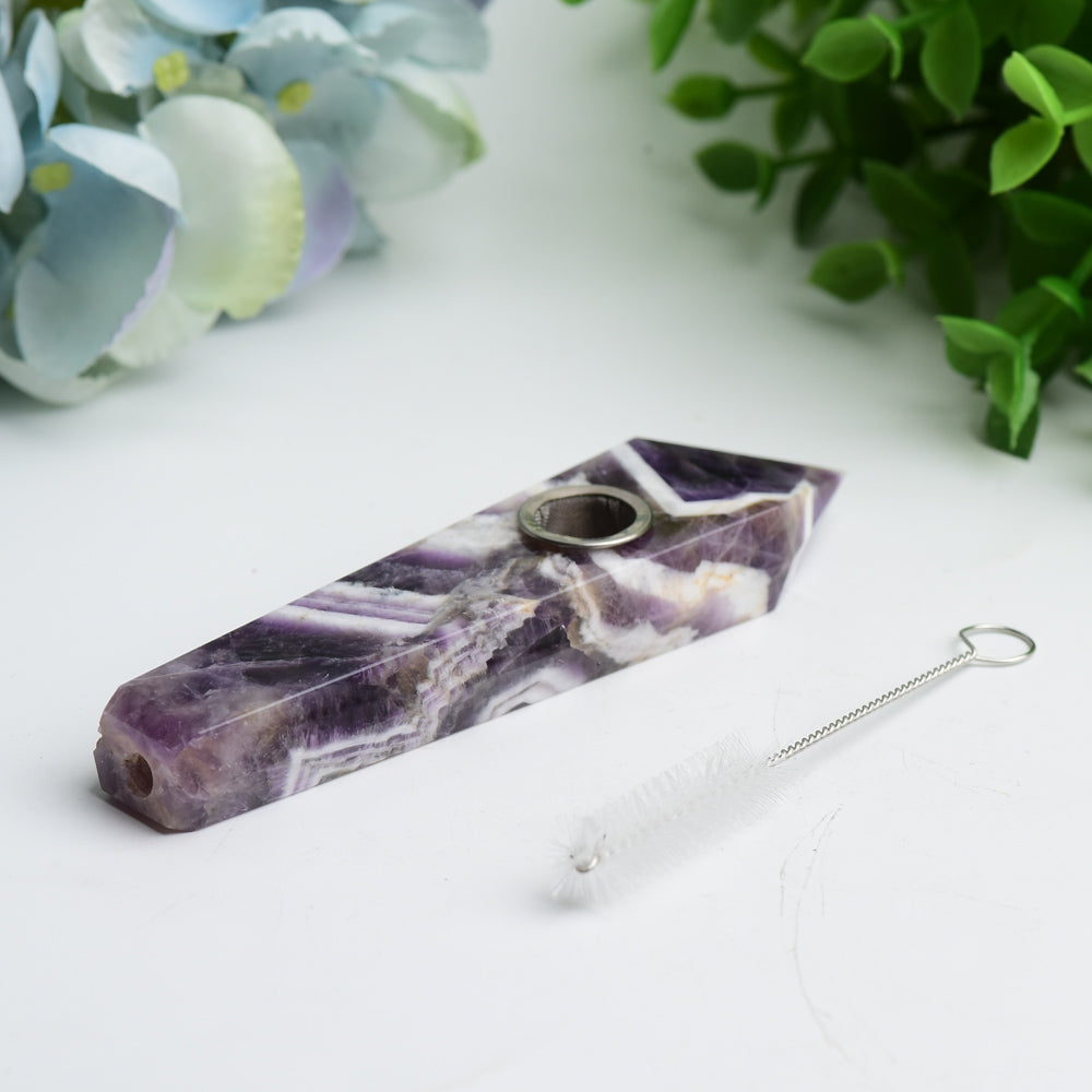 4.4in Amethyst Crystal Healing Smoking Pipe with Filter