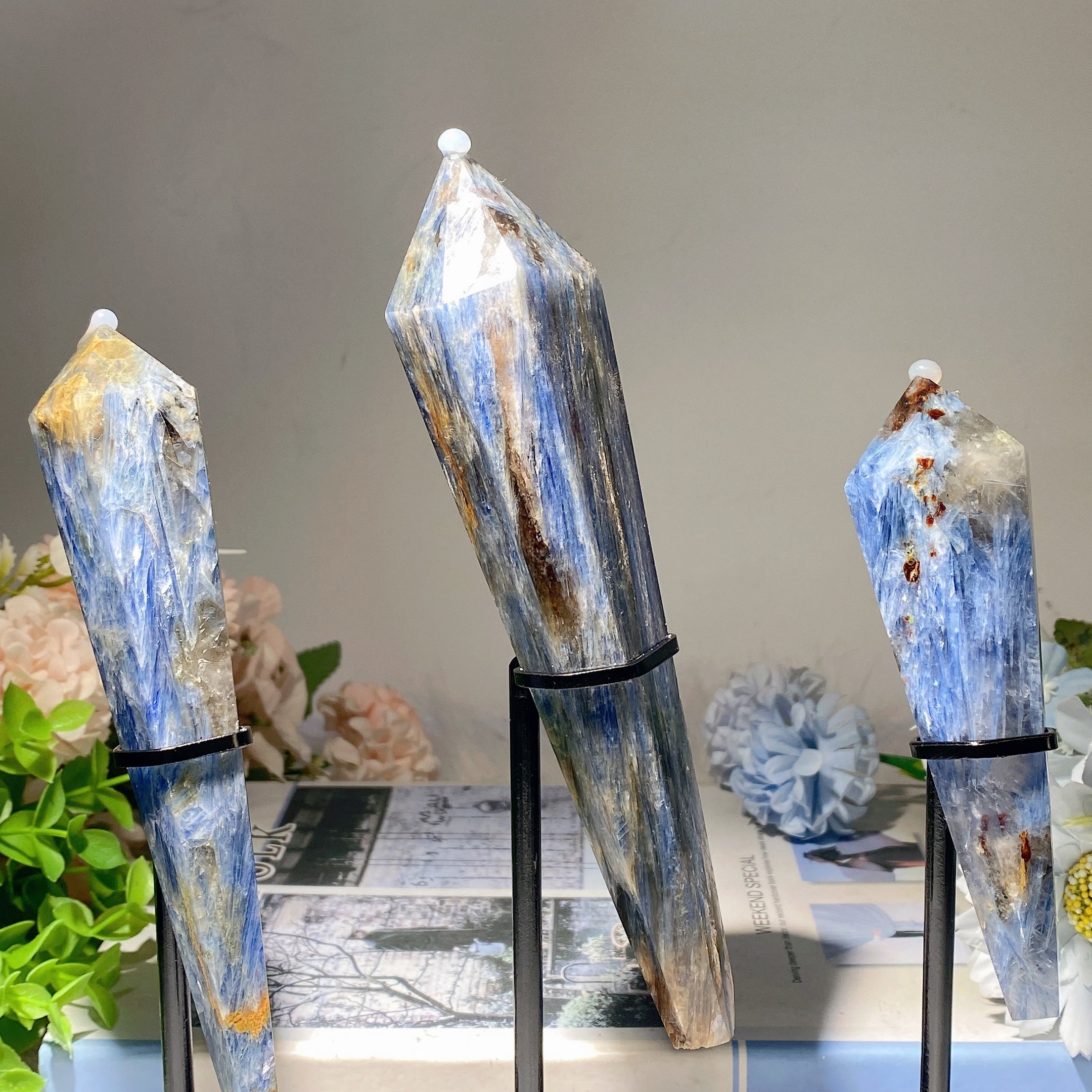 4.5-6.5 Inch Blue Kyanite Crystal Wand for Healing & Meditation