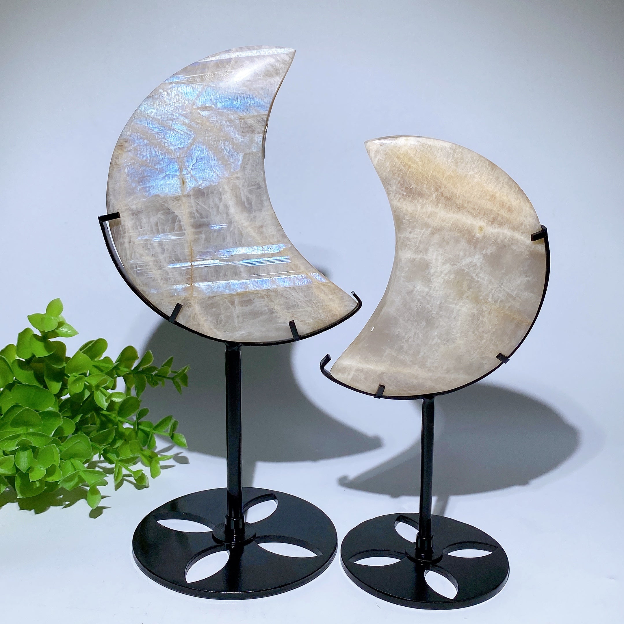 4-5 Inch Blue Flash Moon Crystal Carving for Healing