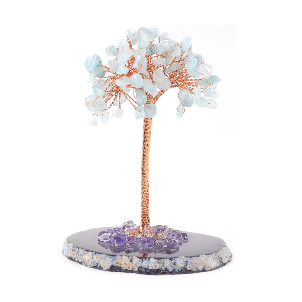4.5 inch Crystal Lucky Tree Free Form with Gemstone Chips