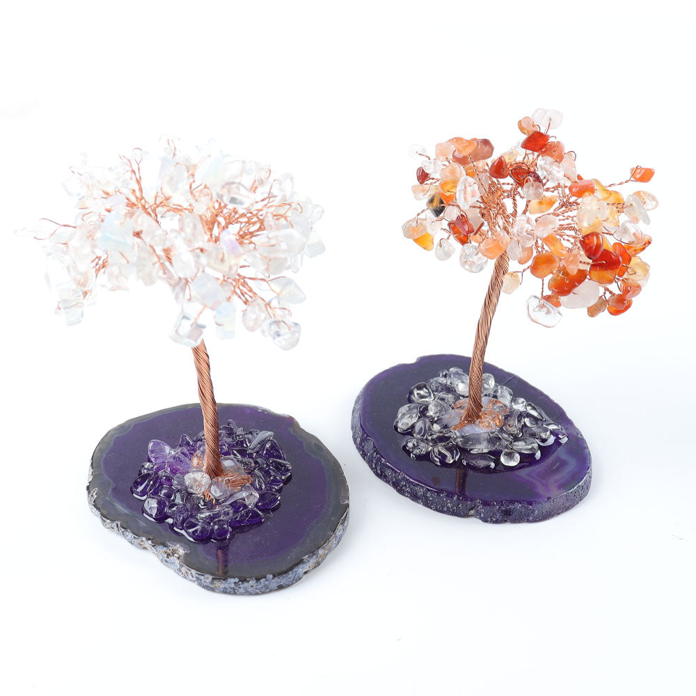 4.5 inch Crystal Lucky Tree Free Form with Gemstone Chips