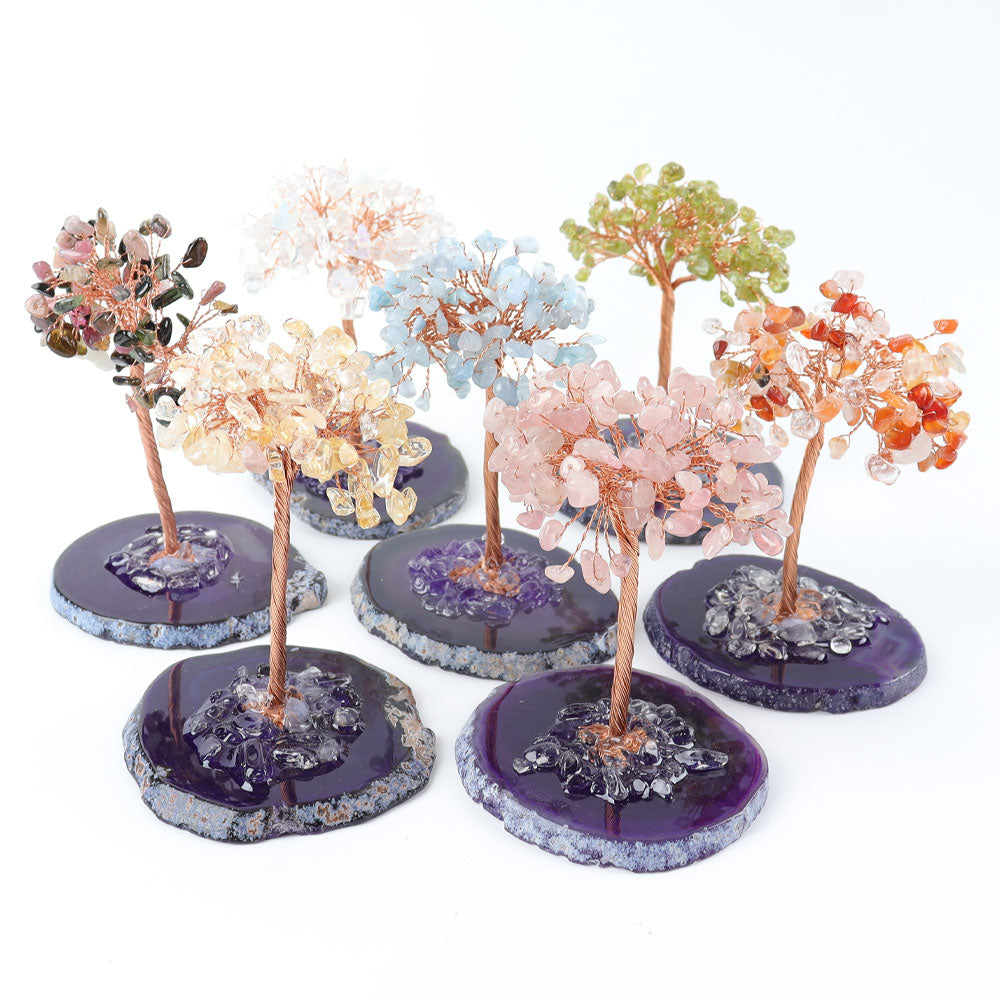 4.5 inch Crystal Lucky Tree Free Form with Gemstone Chips