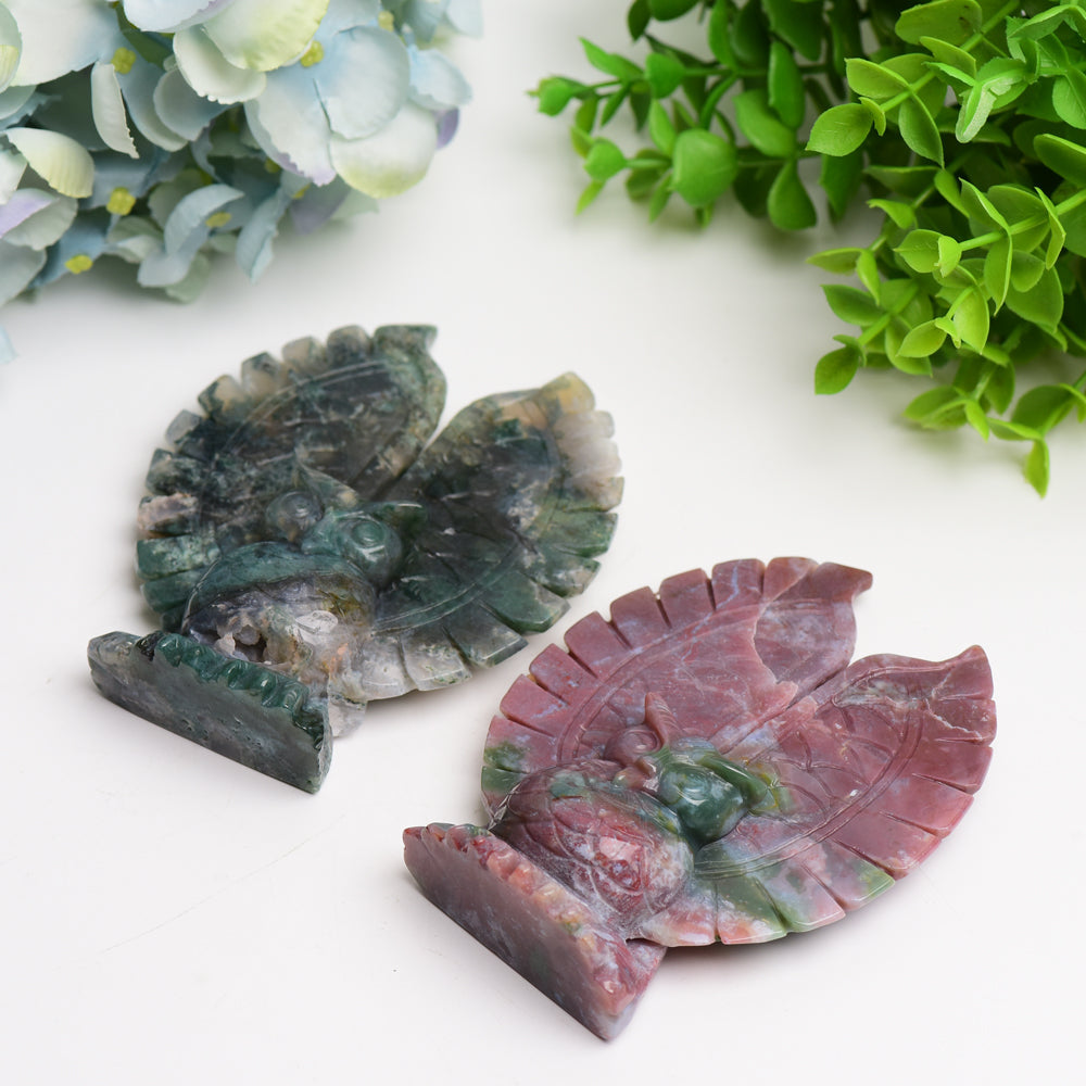 4.5" Ocean Jasper & Moss Agate Healing Owl Carving