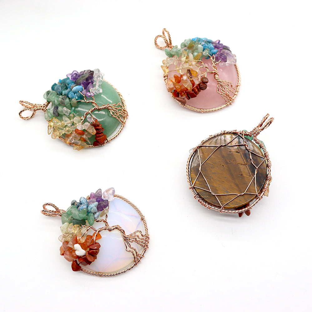 4.5cm Tree of Life Pendant with Chakra Quartz Chips
