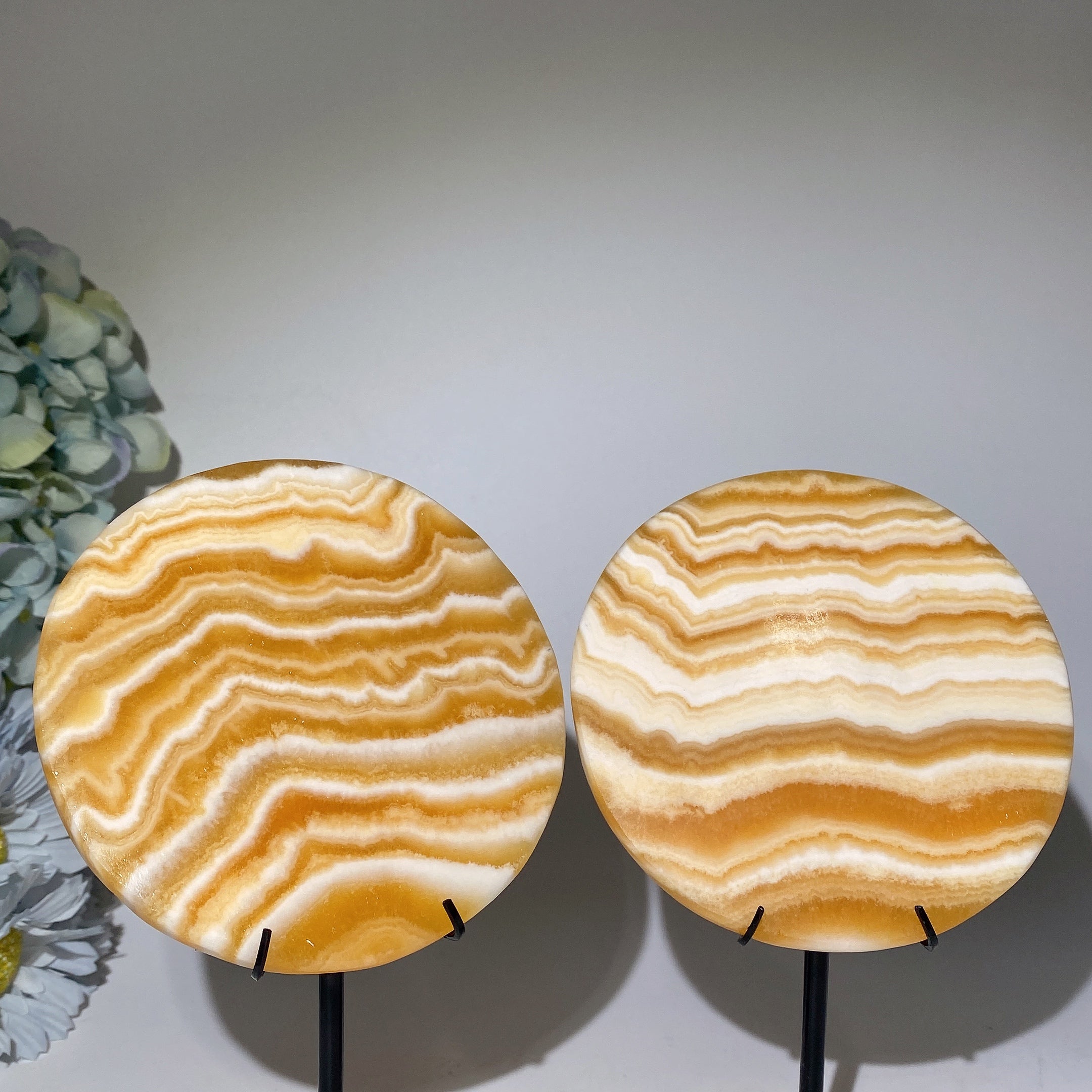 4.6 inch Banded Orange Calcite Plate for Healing & Display