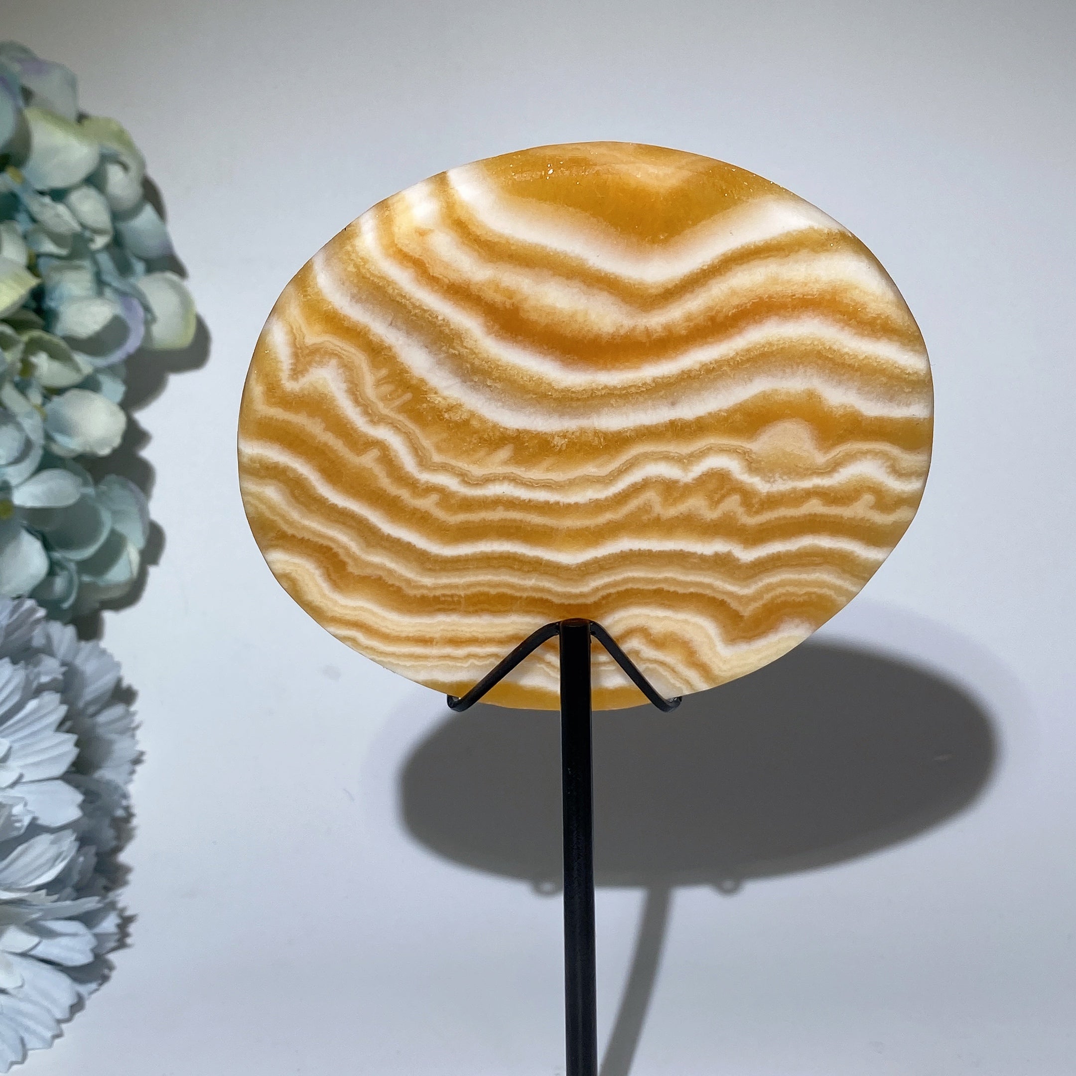 4.6 inch Banded Orange Calcite Plate for Healing & Display