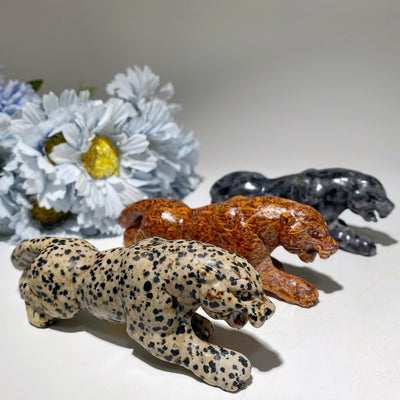 4.6 Inch Mixed Crystal Leopard Carving Figurine for Healing