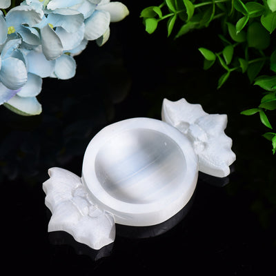 4.6 inch Selenite Candy-Shaped Crystal Decor Bowl