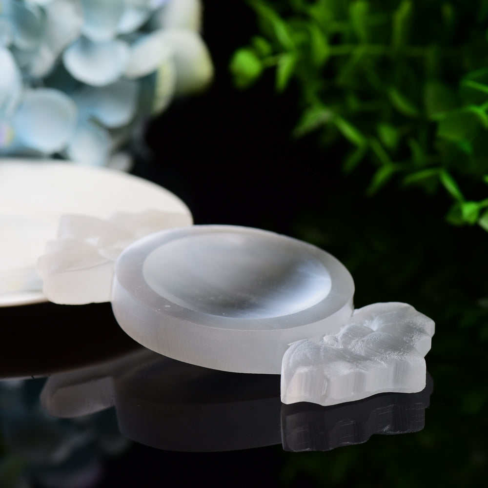 4.6 inch Selenite Candy-Shaped Crystal Decor Bowl
