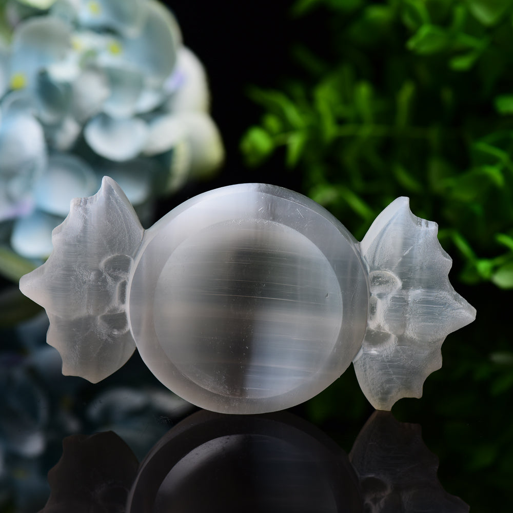 4.6 inch Selenite Candy-Shaped Crystal Decor Bowl