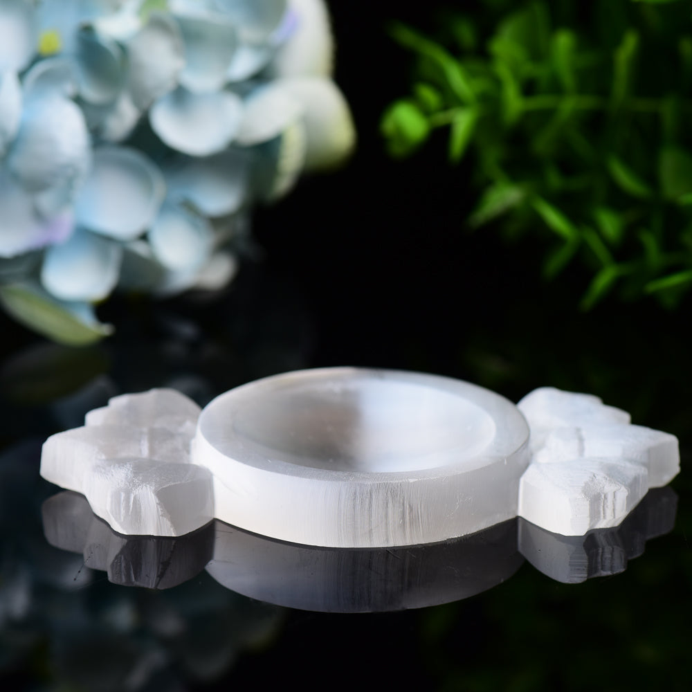 4.6 inch Selenite Candy-Shaped Crystal Decor Bowl
