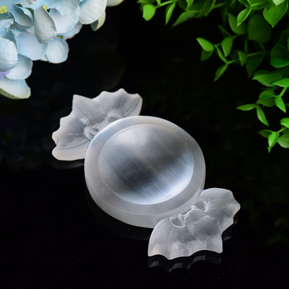 4.6 inch Selenite Candy-Shaped Crystal Decor Bowl