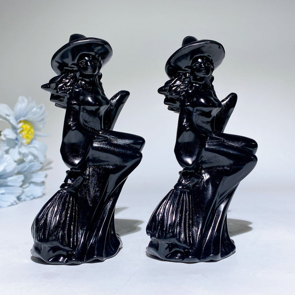 Black Obsidian Witch Figurine 4.7 inch Carving | Healing Sounds