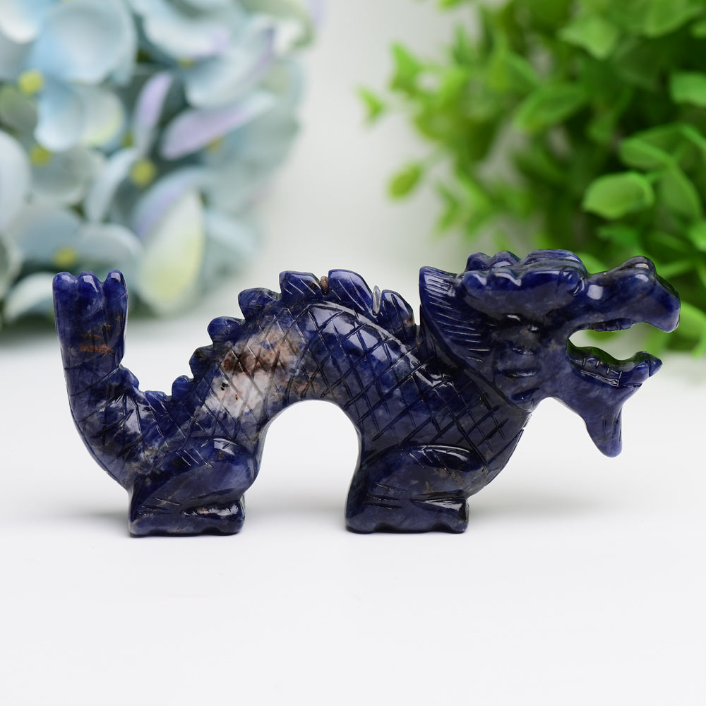 4.7in Dragon Crystal Animal Carving in Rose Quartz & Amethyst