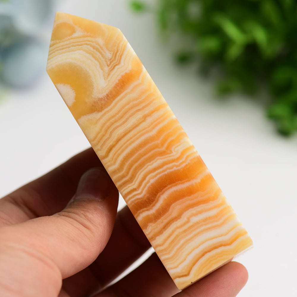 4-8 Inch Orange Calcite Healing Crystal Tower