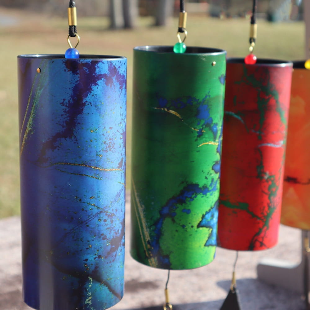 4-Element Colorful Wind Chime Set - Earth Air Water Fire - Without Stand / Bamboo - On sale