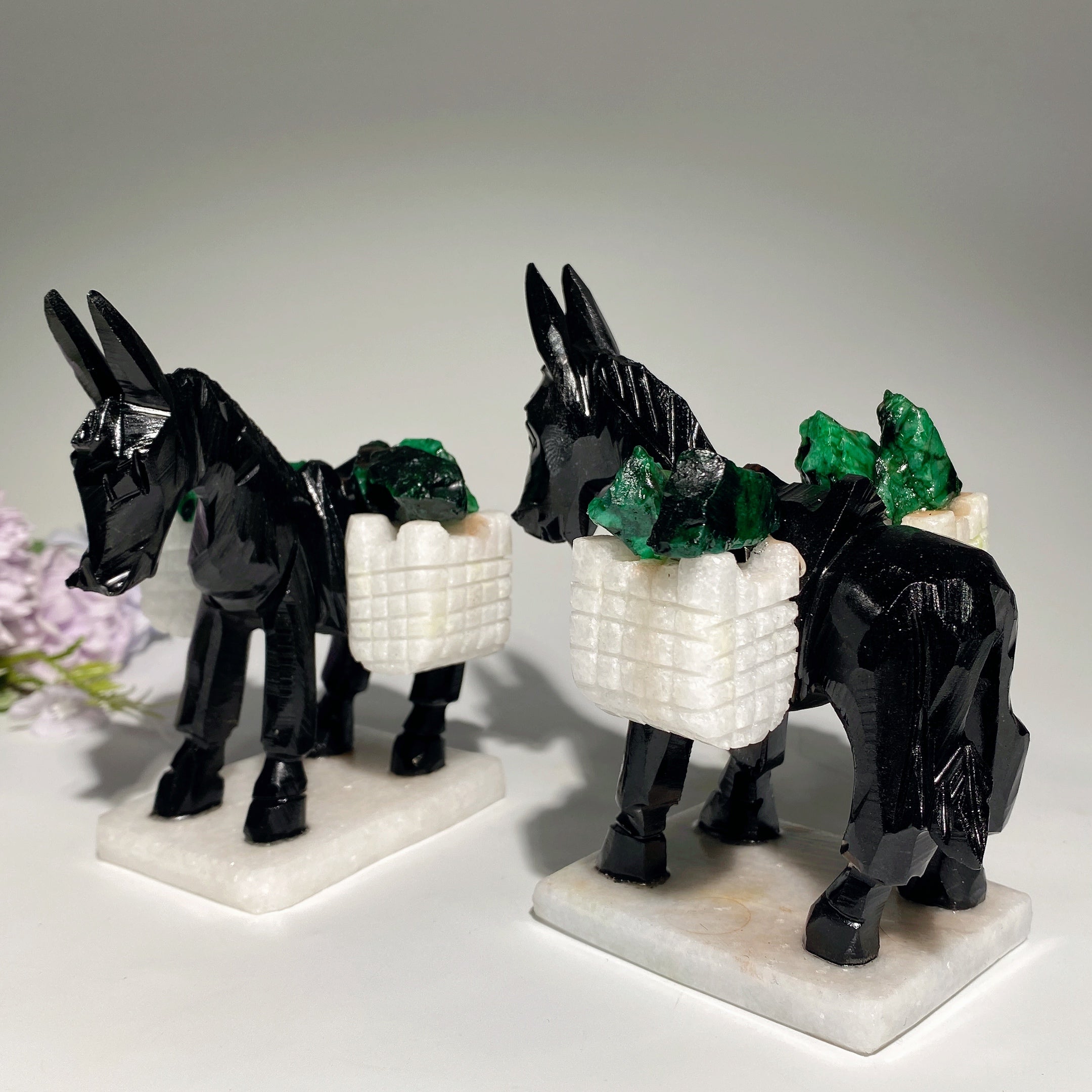4 Inch Black Obsidian Donkey Crystal Animal Figurine