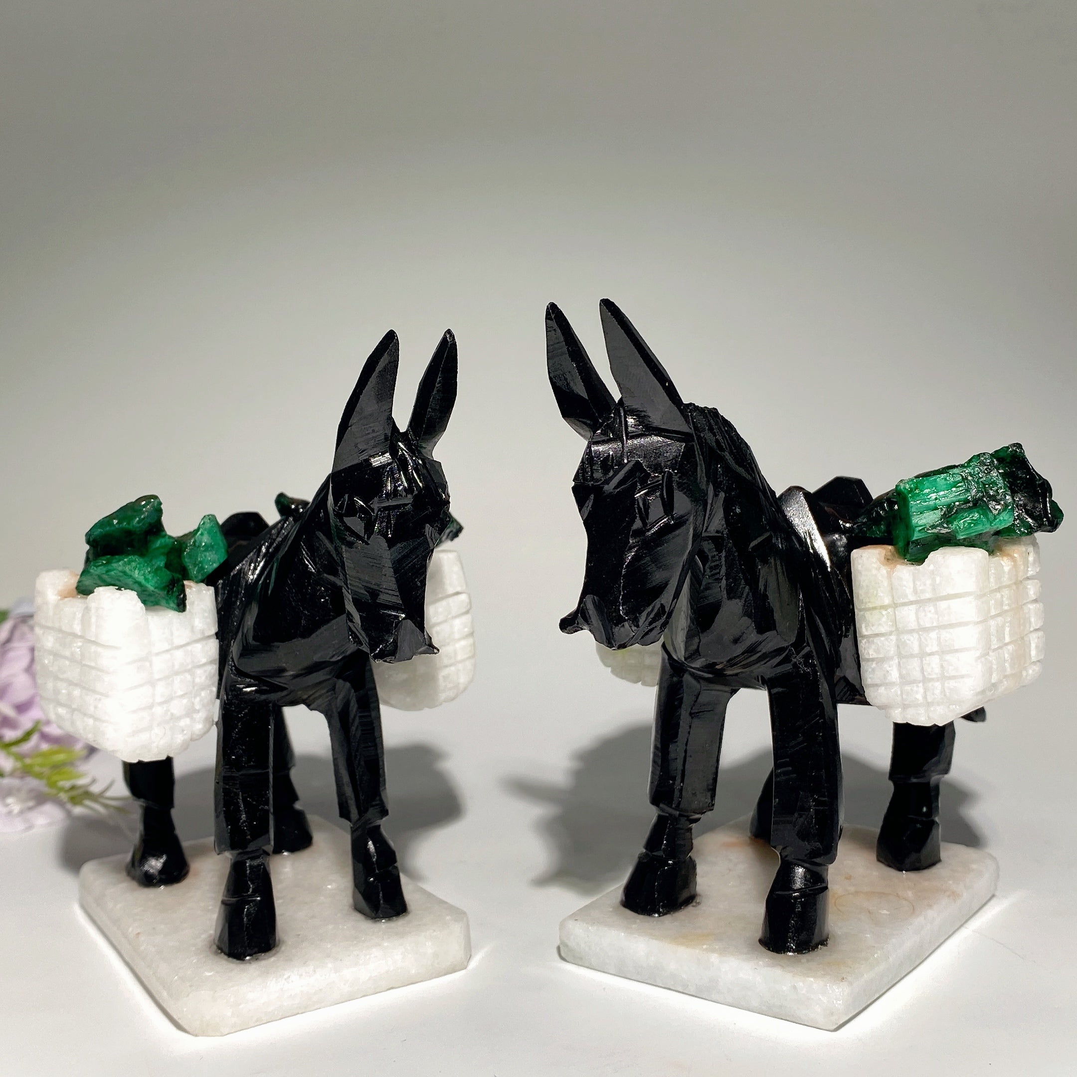 4 Inch Black Obsidian Donkey Crystal Animal Figurine