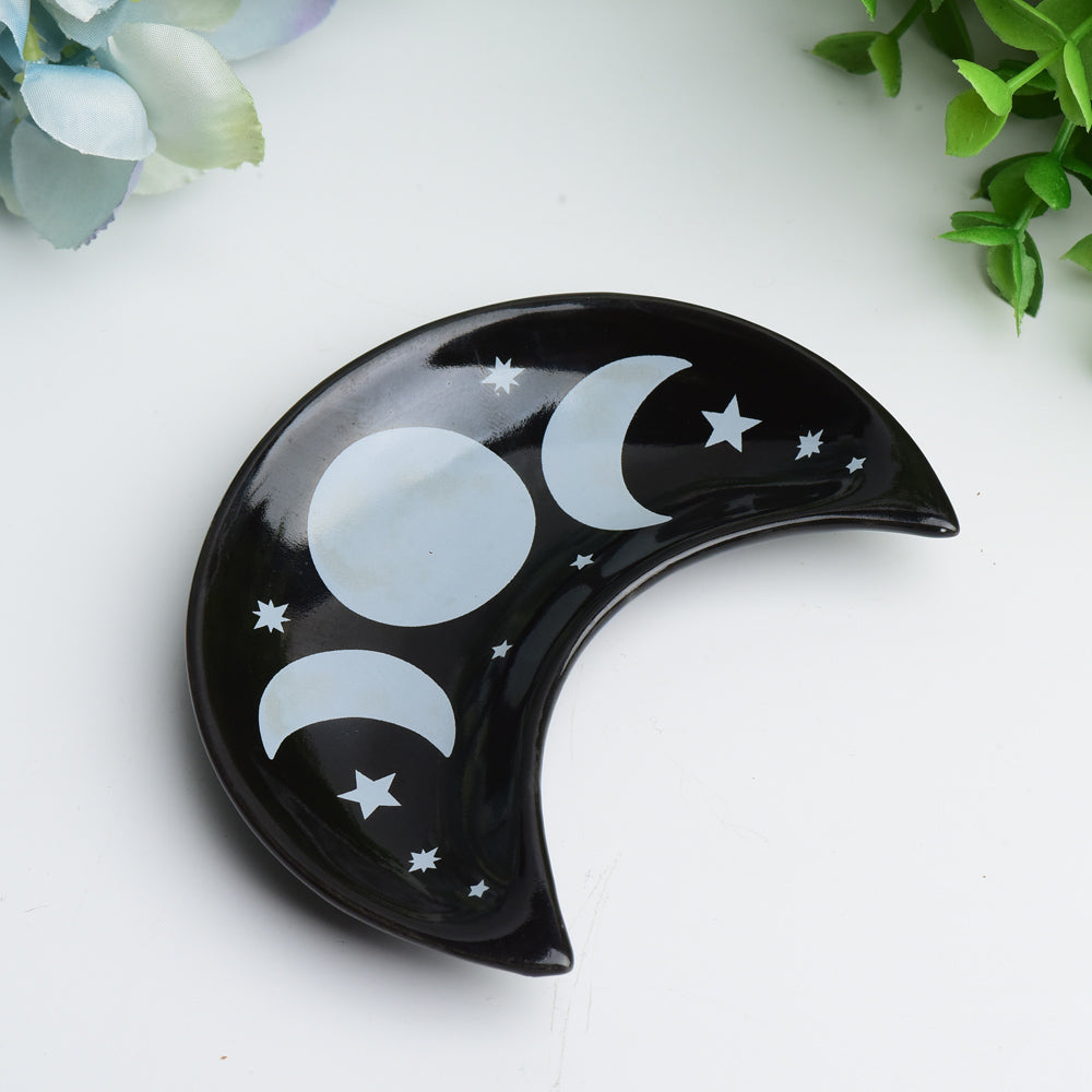 4 Inch Ceramic Moon Bowl for Spiritual Home Accents