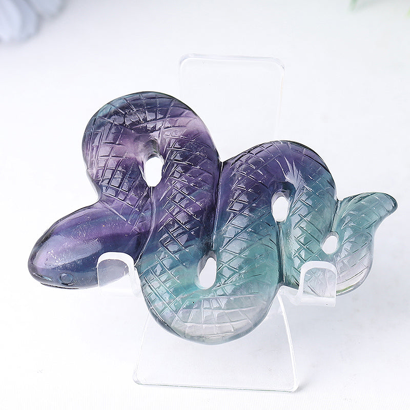 4-Inch Fluorite Snake Crystal Carving Figurine