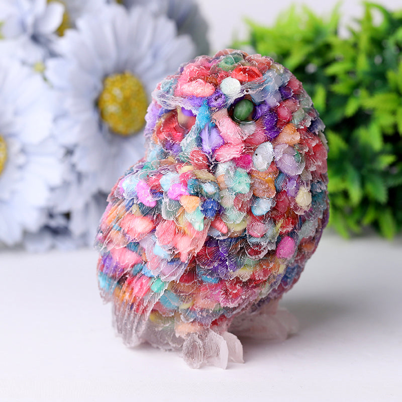 4 Inch Hand Carved Crystal Owl Figurine