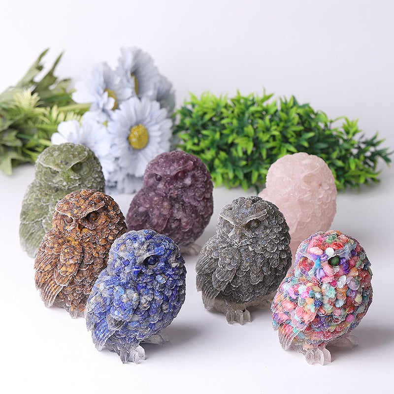 4 Inch Hand Carved Crystal Owl Figurine