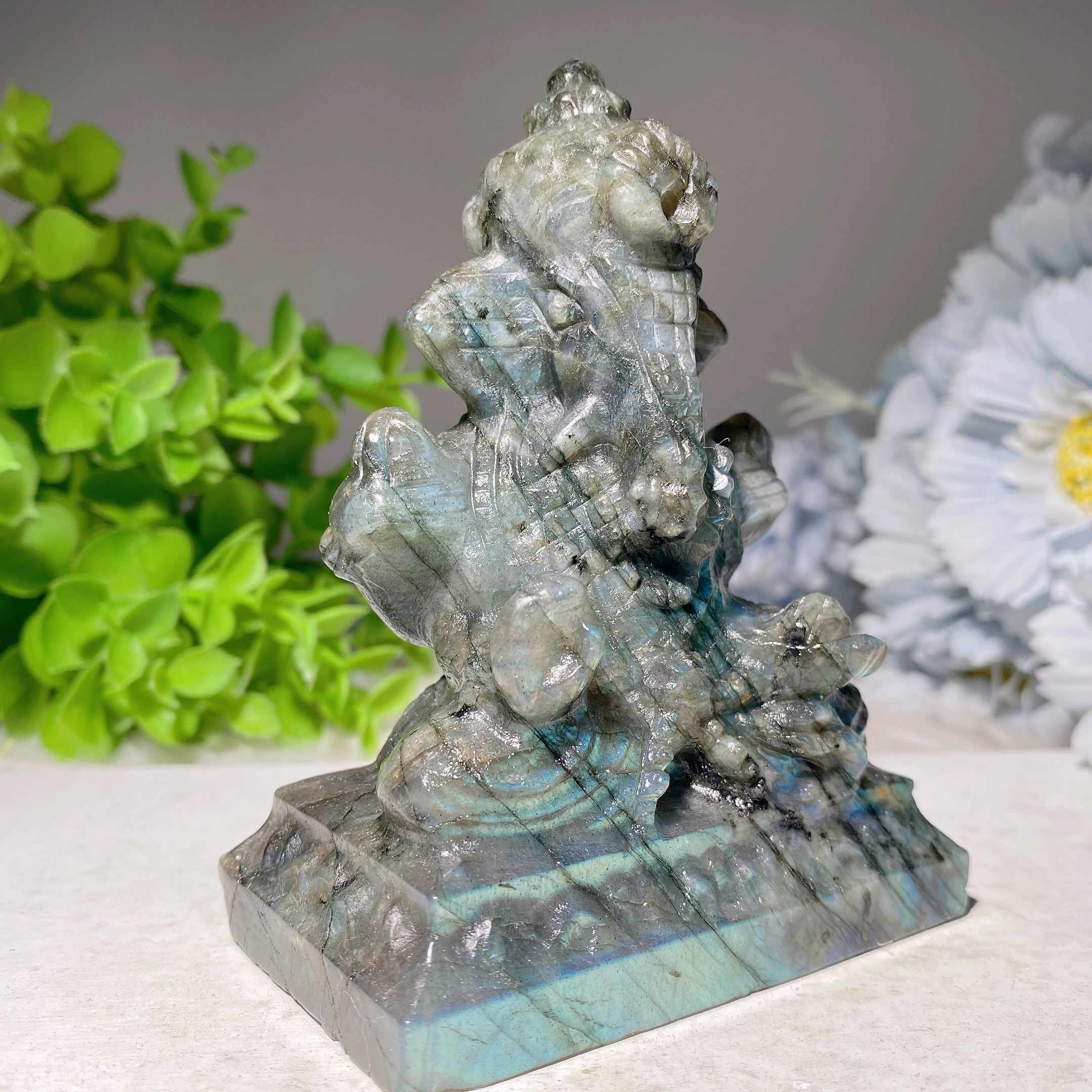 4-inch Labradorite Ganesh Statue for Spiritual Healing