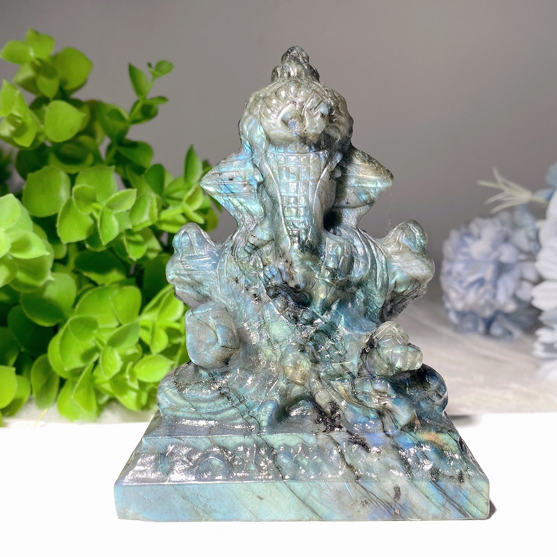 4-inch Labradorite Ganesh Statue for Spiritual Healing
