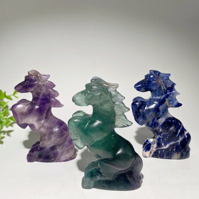 4-Inch Mixed Crystal Horse Carvings for Healing & Energy