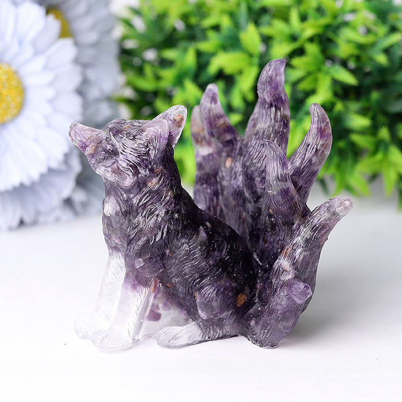4 Inch Nine Tails Fox Crystal Figurine Carving
