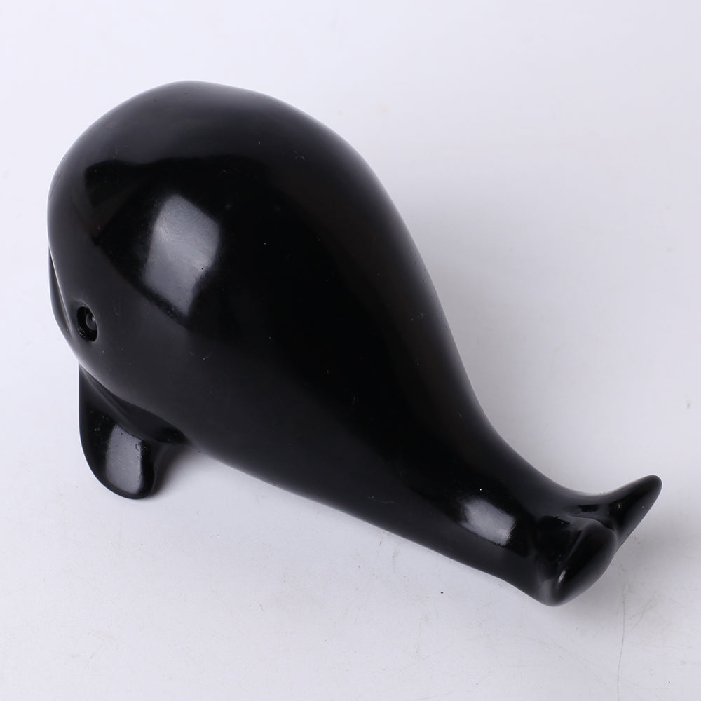 4-Inch Obsidian Crystal Whale Carving Figurine