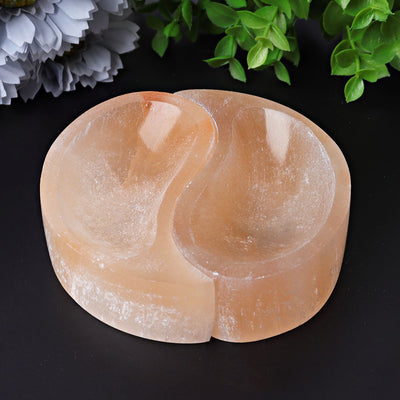 4-Inch Peach Selenite Crystal Bowl for Home Decor