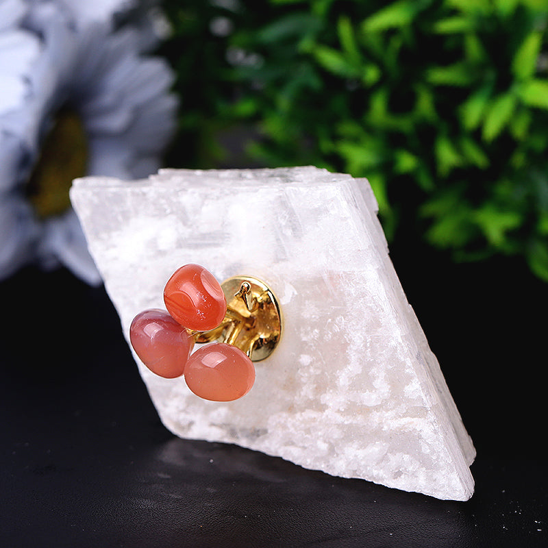 4-inch Selenite Base with Carnelian Crystal Specimen
