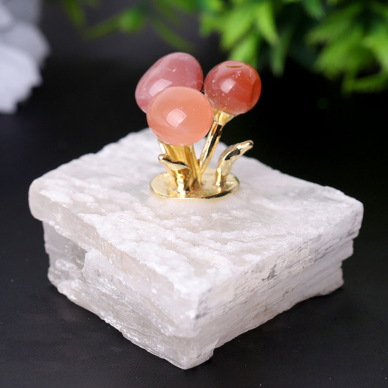 4-inch Selenite Base with Carnelian Crystal Specimen