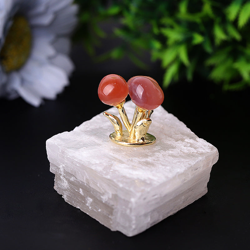 4-inch Selenite Base with Carnelian Crystal Specimen