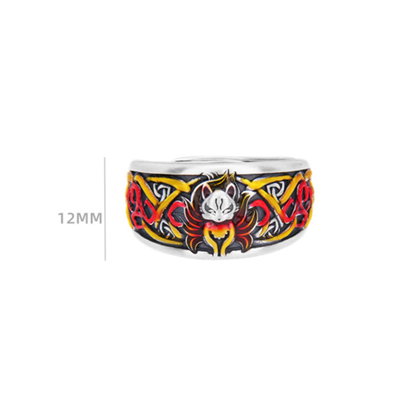 999 Sterling Silver Nine Tailed Fox Spiritual Protection Ring