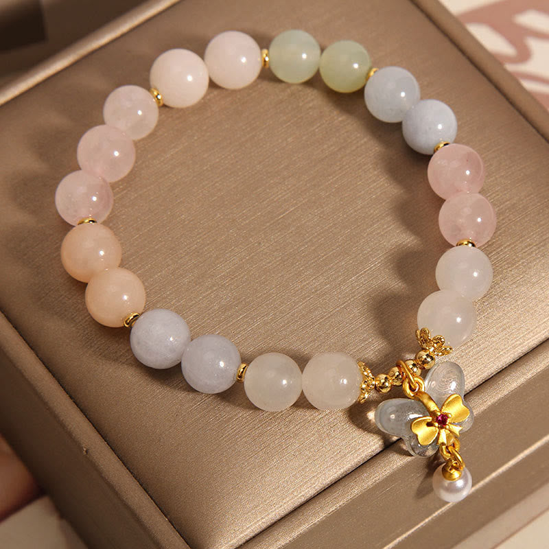 Morganite Confidence Butterfly Charm Spiritual Bracelet