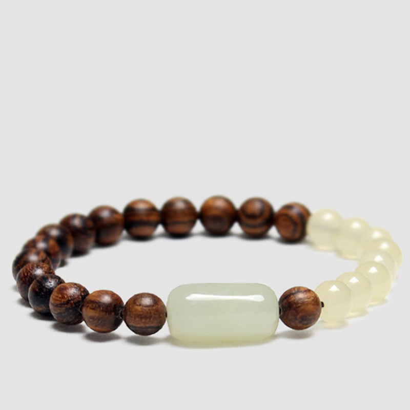 8mm Jade Sandalwood Mala Luck Abundance Bracelet