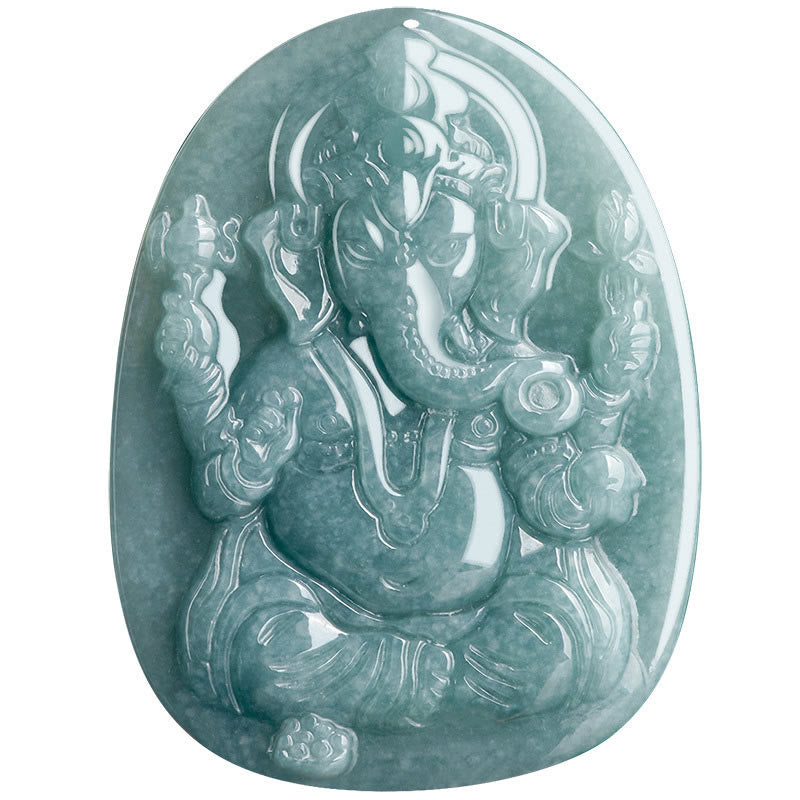 Natural Jade Ganesh Protection Necklace | Elephant Amulet