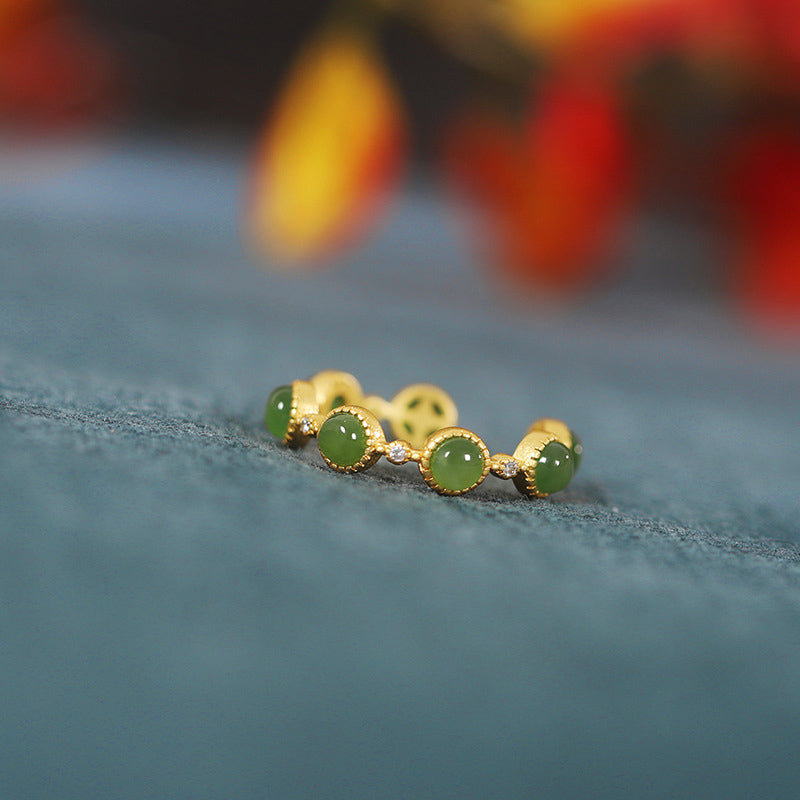 Adjustable Cyan Jade Healing Ring for Calm & Harmony