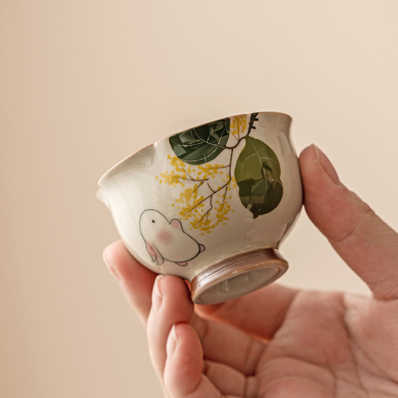 40ml Osmanthus Rabbit Ceramic Teacup for Kung Fu Tea Ritual